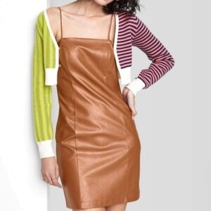 Wild Fable | Mini Dress | Faux Leather | Brown Dress | Biker | Bohemian | Trendy
